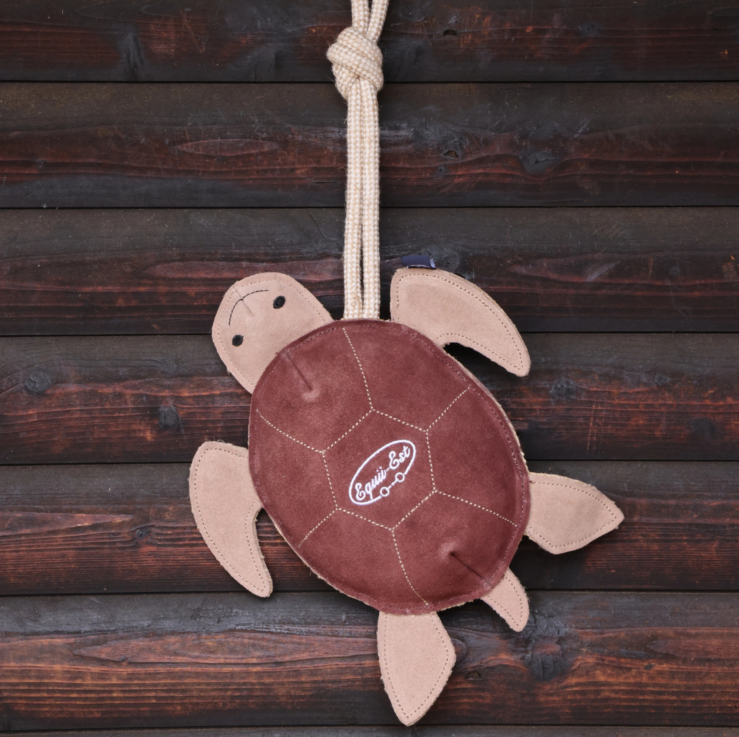 Timmy the Turtle natural horse toy for stable enrichment by Equii-Est